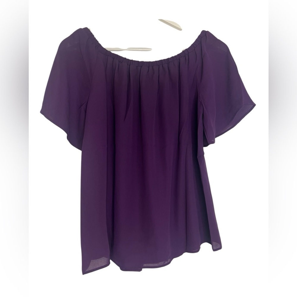 NWT Three Eighty-Two Purple Flutter Sleeve Blouse M